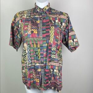 American Terrain By Robert Peritz Funky Patchwork Button Down
